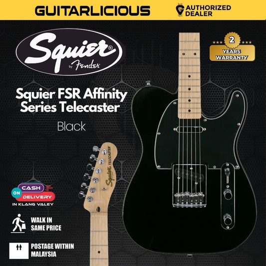 Squier FSR Affinity Series Telecaster Electric Guitar, Maple FB - Black
