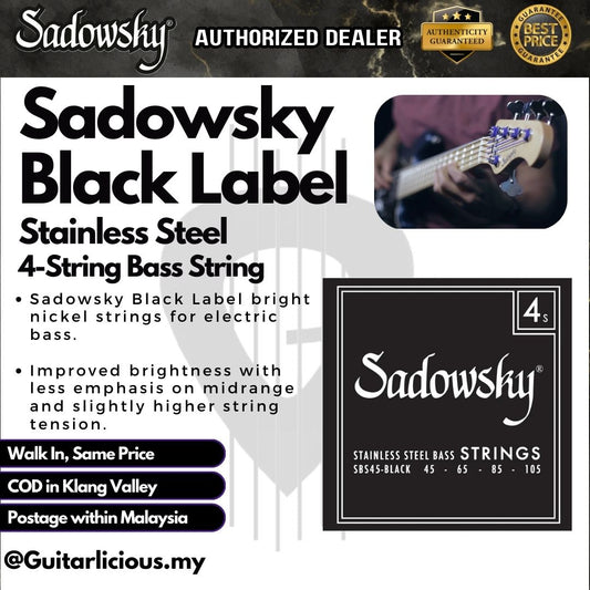 Sadowsky Black Label Stainless Steel 4-String Bass String Set - Black SBS45 (045-105)