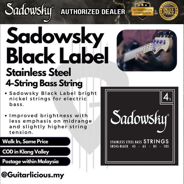 Sadowsky Black Label Stainless Steel 4-String Bass String Set - Black SBS45 (045-105)