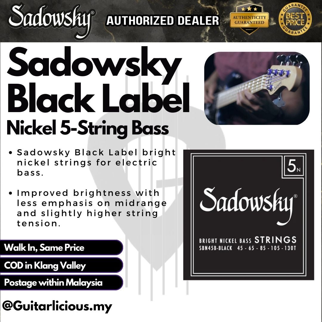 Sadowsky Black Label Nickel 5-String Bass String Set - Black SBN45 (045-130)