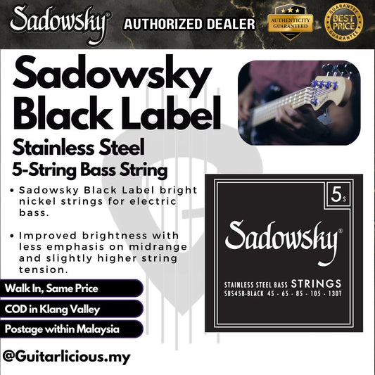 Sadowsky Black Label Stainless Steel 5-String Bass String Set - Black SBS45 ( 045-130)