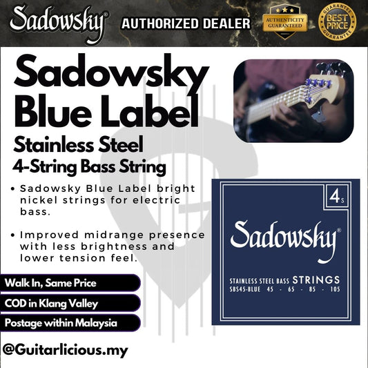 Sadowsky Blue Label Stainless Steel 4-String Bass String Set - Blue SBS45 (045-105)