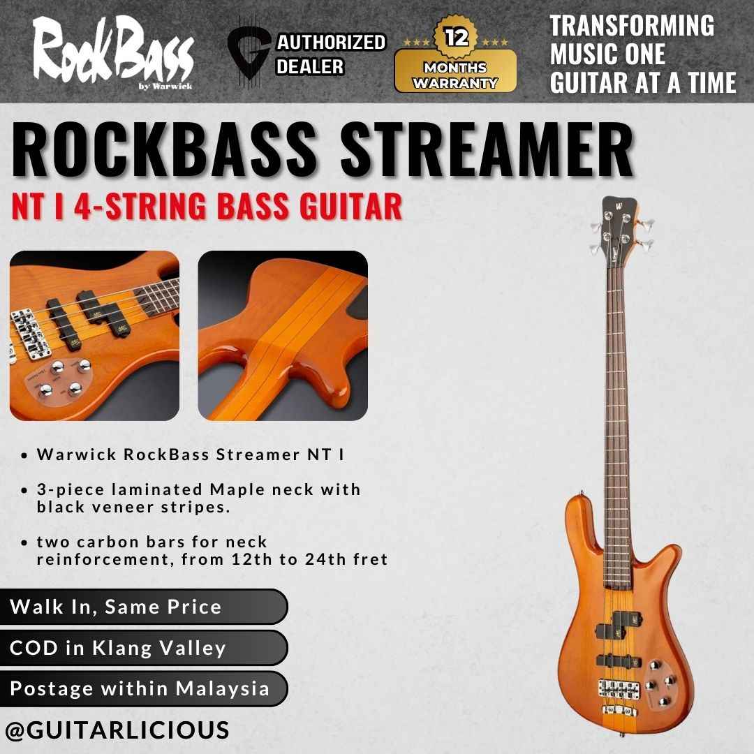 Warwick RockBass Streamer NT I 4-String Bass Guitar, Honey Violin ...