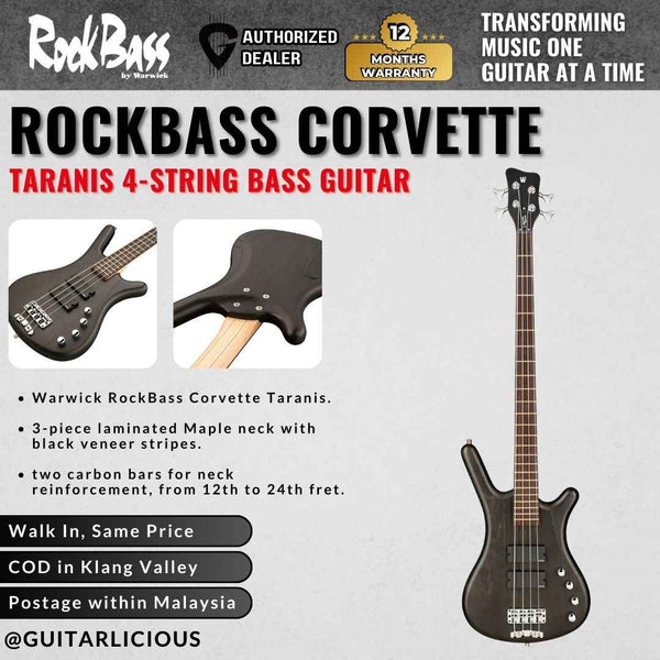 Warwick RockBass Corvette Taranis 4-String Bass Guitar, Satin Nirvana Black Transparent