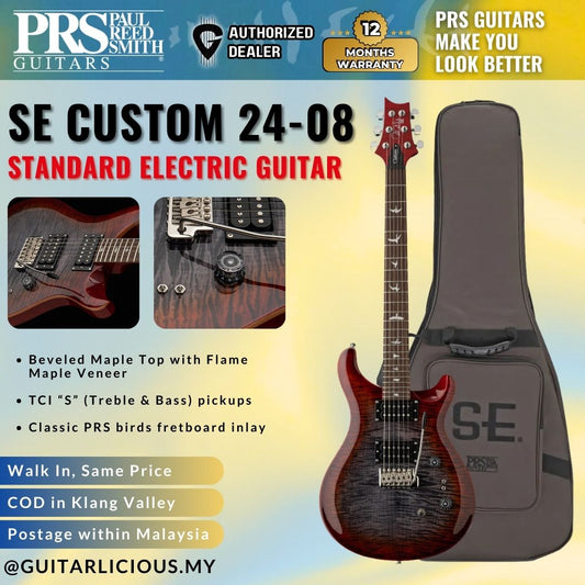 PRS SE Custom 24-08 Electric Guitar - Charcoal Cherry Burst