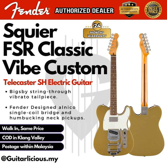 Squier FSR Classic Vibe Custom Telecaster SH Electric Guitar w/Bigsby, Aztec Gold