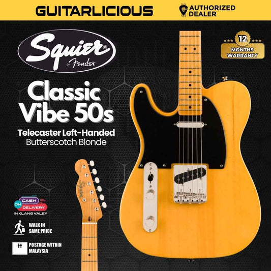 Squier Classic Vibe 50s Telecaster Left-Handed Electric Guitar, Maple FB, Butterscotch Blonde