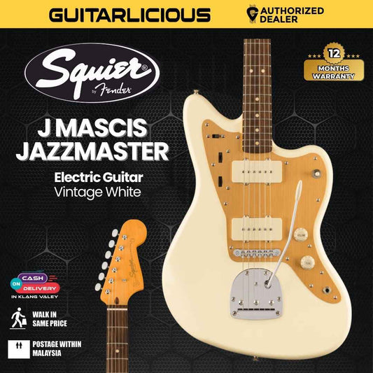Squier J Mascis Signature Jazzmaster Electric Guitar, Laurel FB, Vintage White