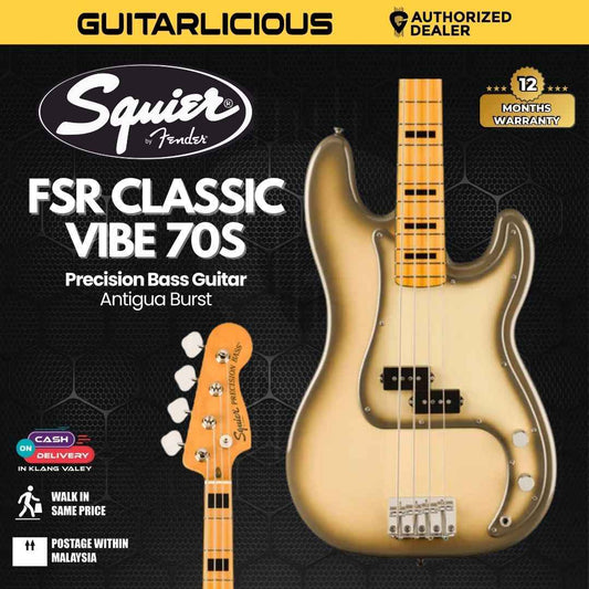Squier FSR Classic Vibe 70s Precision Bass Guitar, Maple FB, Antigua Burst