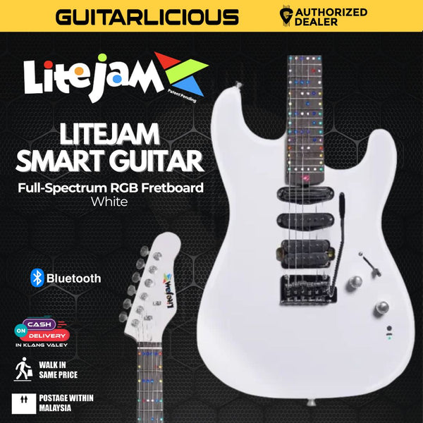 Litejam Smart Guitar with Full-Spectrum RGB Fretboard - RGB24 - White - (Website Clearance)