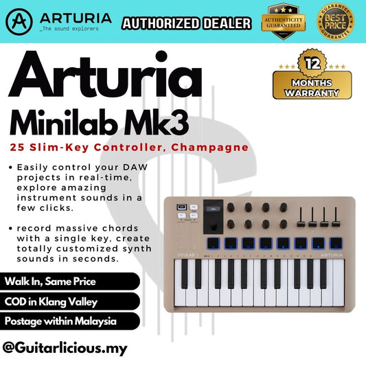 Arturia Minilab Mk3 25 Slim-Key Controller - Champagne
