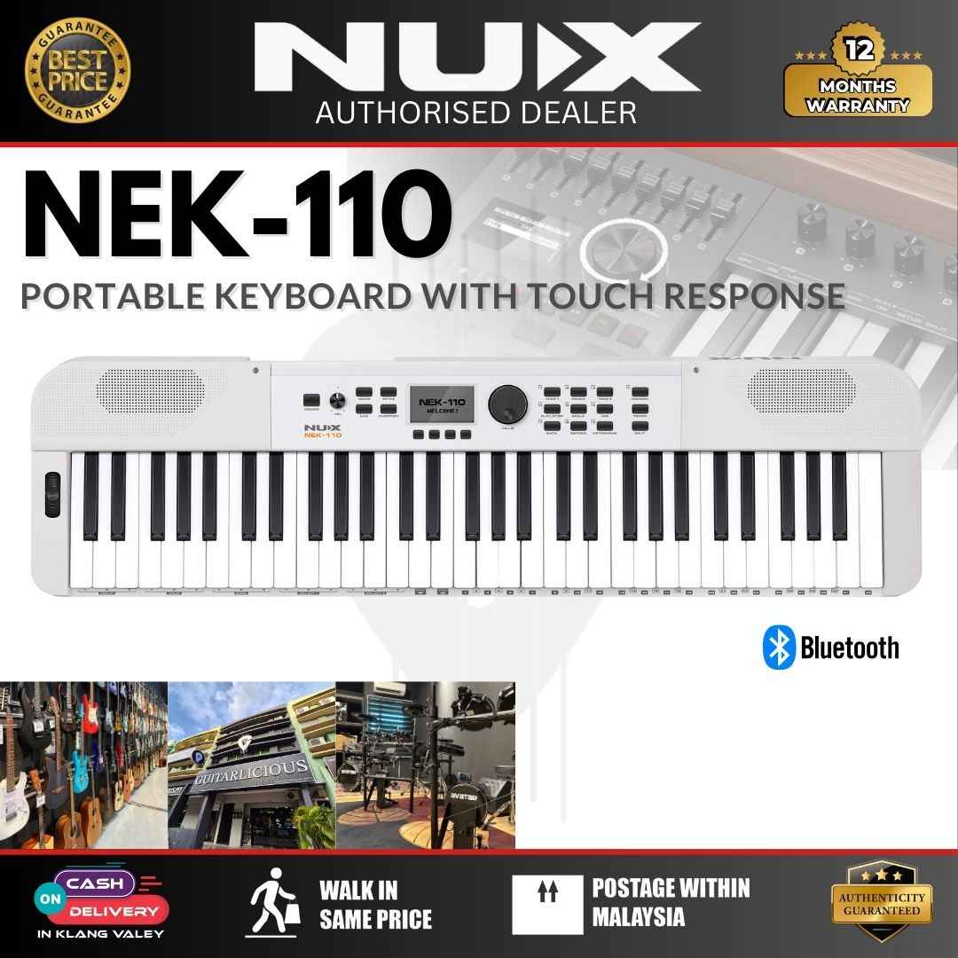 Nux NEK-110 61 Keys Portable Digital Electronic Keyboard with Touch Response and Bluetooth