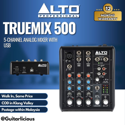 Alto Professional TrueMix 500 Portable 5-Channel Analog Mixer with USB