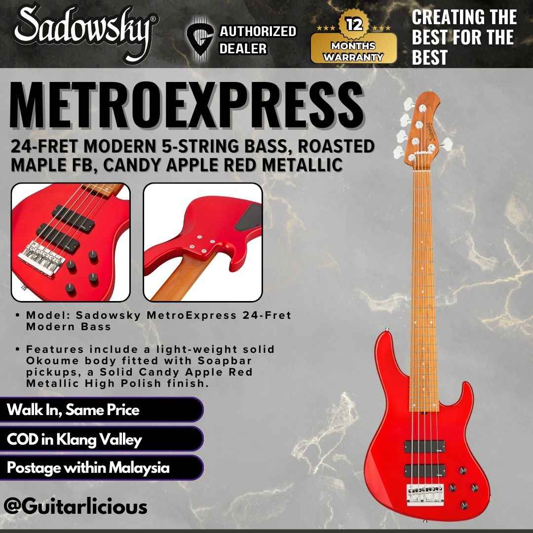 Sadowsky MetroExpress 22Fret Will Lee Artist Line 4-String Bass, Morado FB, Candy Apple Red Metallic