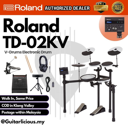 Roland TD-02KV V-Drums Electronic Drum Set with Headphone, Drum Throne and Drumsticks