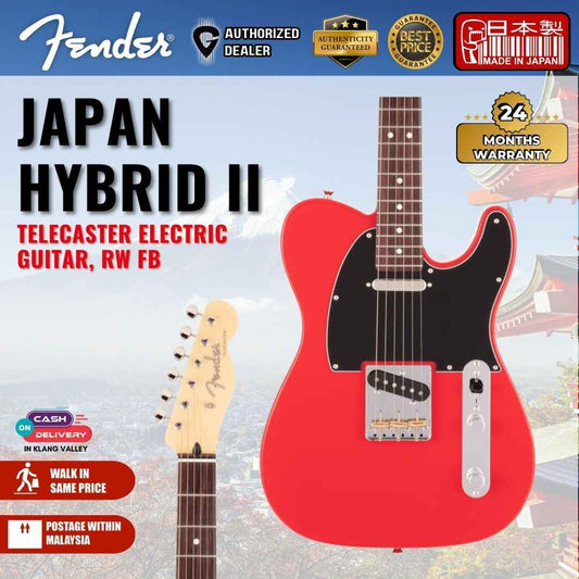 Fender Japan Hybrid II Telecaster Electric Guitar, RW FB, Modena Red