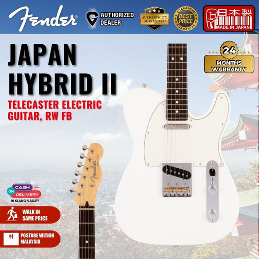 Fender Japan Hybrid II Telecaster Electric Guitar, RW FB, Arctic White