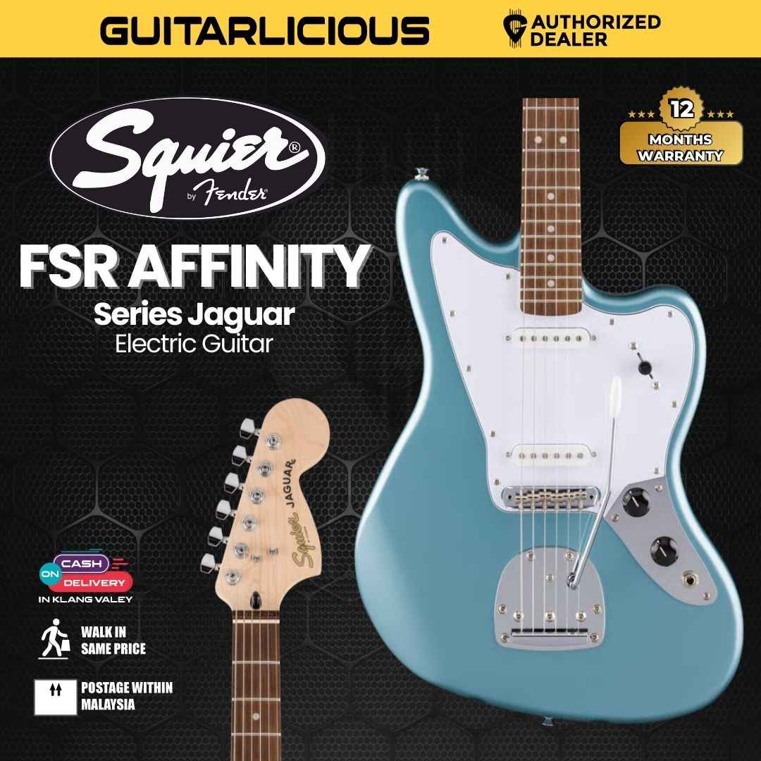 Squier FSR Affinity Series Jaguar Electric Guitar, Laurel FB, Ice Blue Metallic