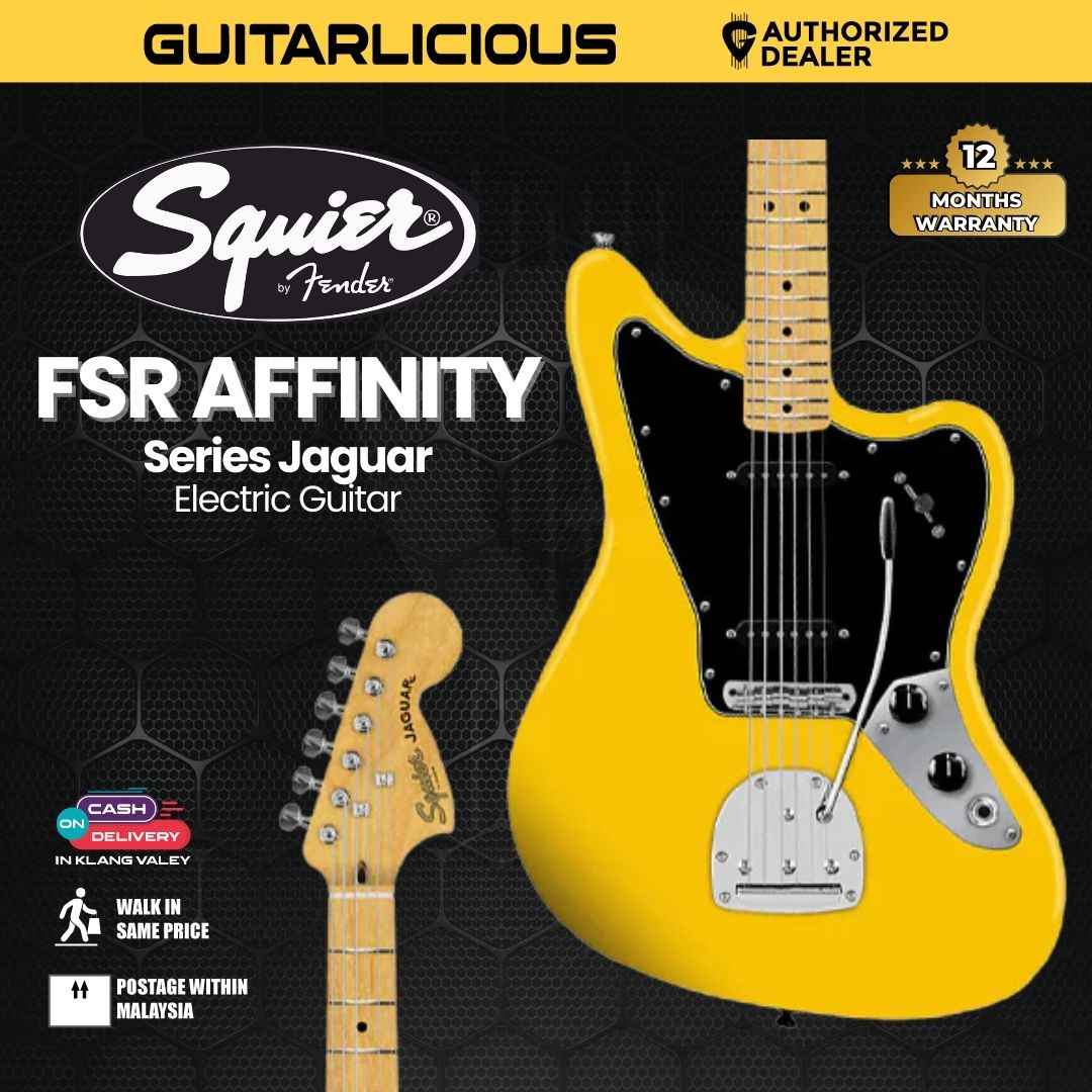 Squier FSR Affinity Series Jaguar Electric Guitar, Maple FB, Graffity Yellow