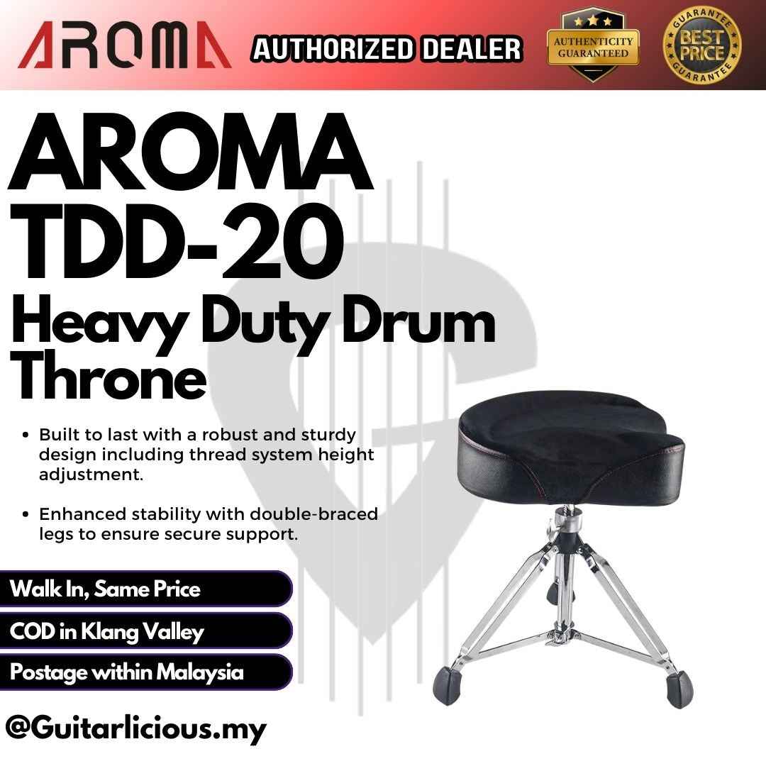 Aroma TDD-20 Heavy Duty Drum Throne Stool with 43cm Wide Seat Top and Thread Height Adjustment ( TDD20 / TDD 20 )