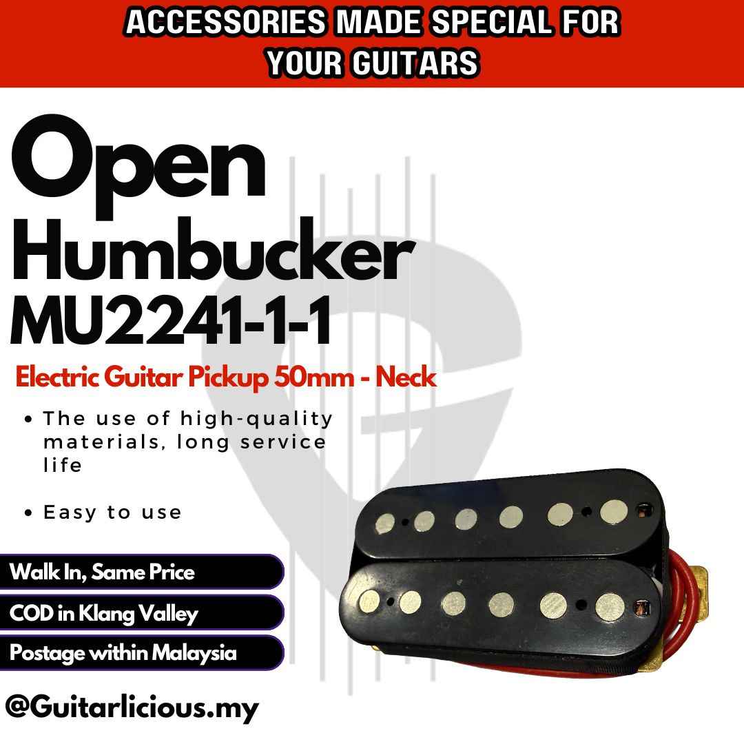 Open Humbucker Electric Guitar Pickup 50mm - Neck (Black) MU2241-1-1