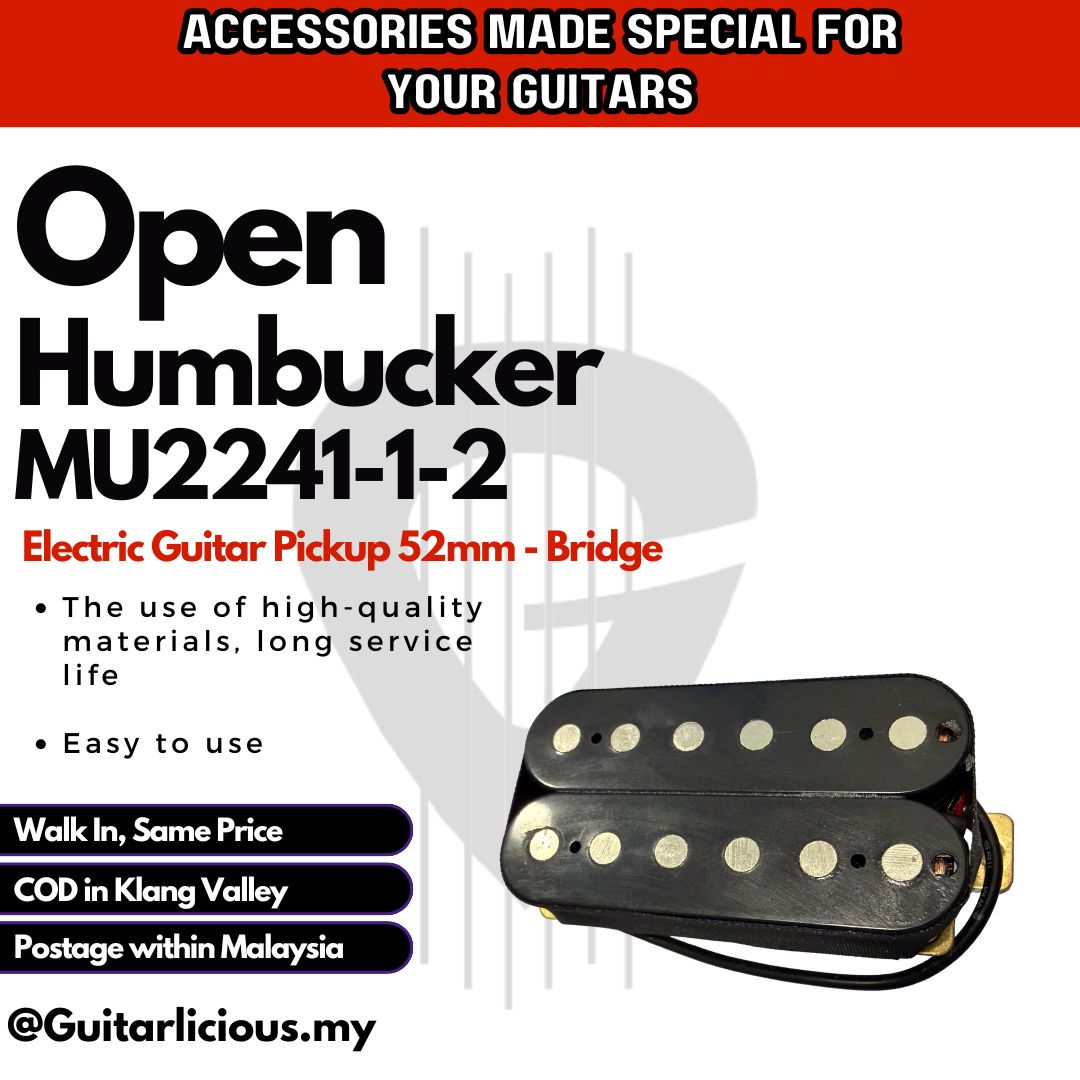Open Humbucker Electric Guitar Pickup 52mm - Bridge (Black) MU2241-1-2 ...