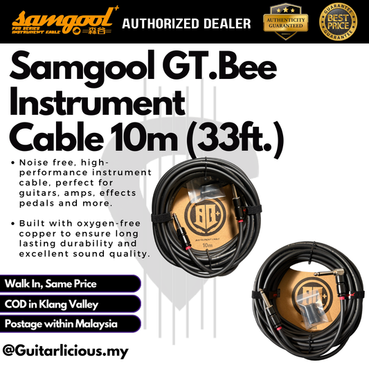 Samgool GT.Bee Instrument Cable, 10m (33ft.), Straight to Straight  / Straight to Angled – Black