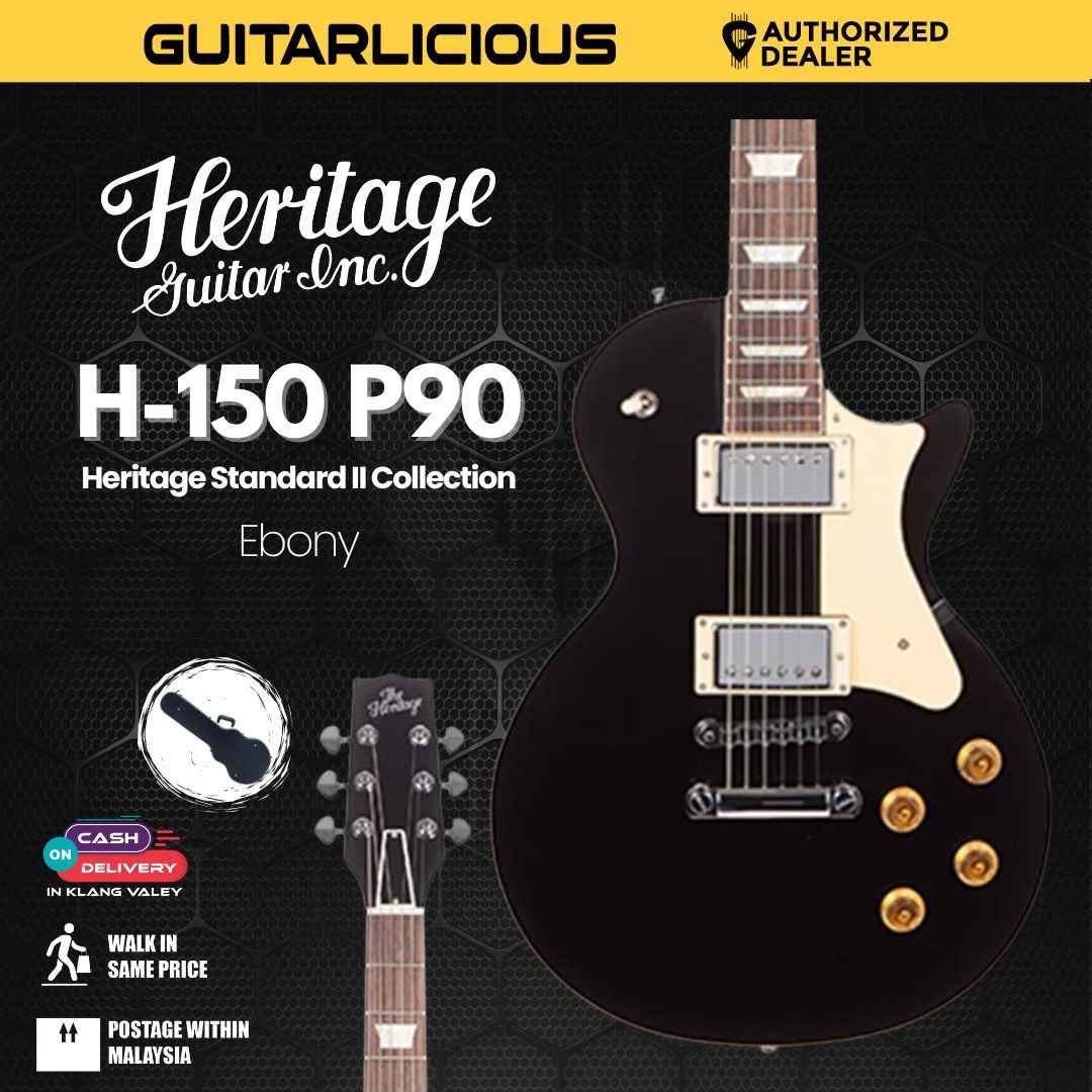 Heritage Standard Collection H-150 P90 Electric Guitar with Case, Ebony