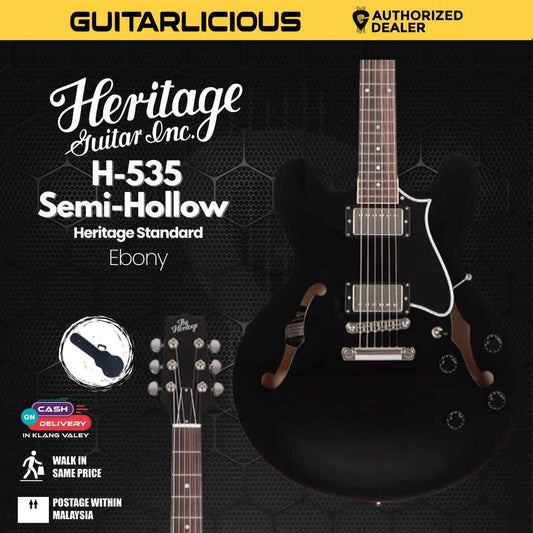 Heritage Standard H-535 Semi-Hollow Electric Guitar with Case, Ebony