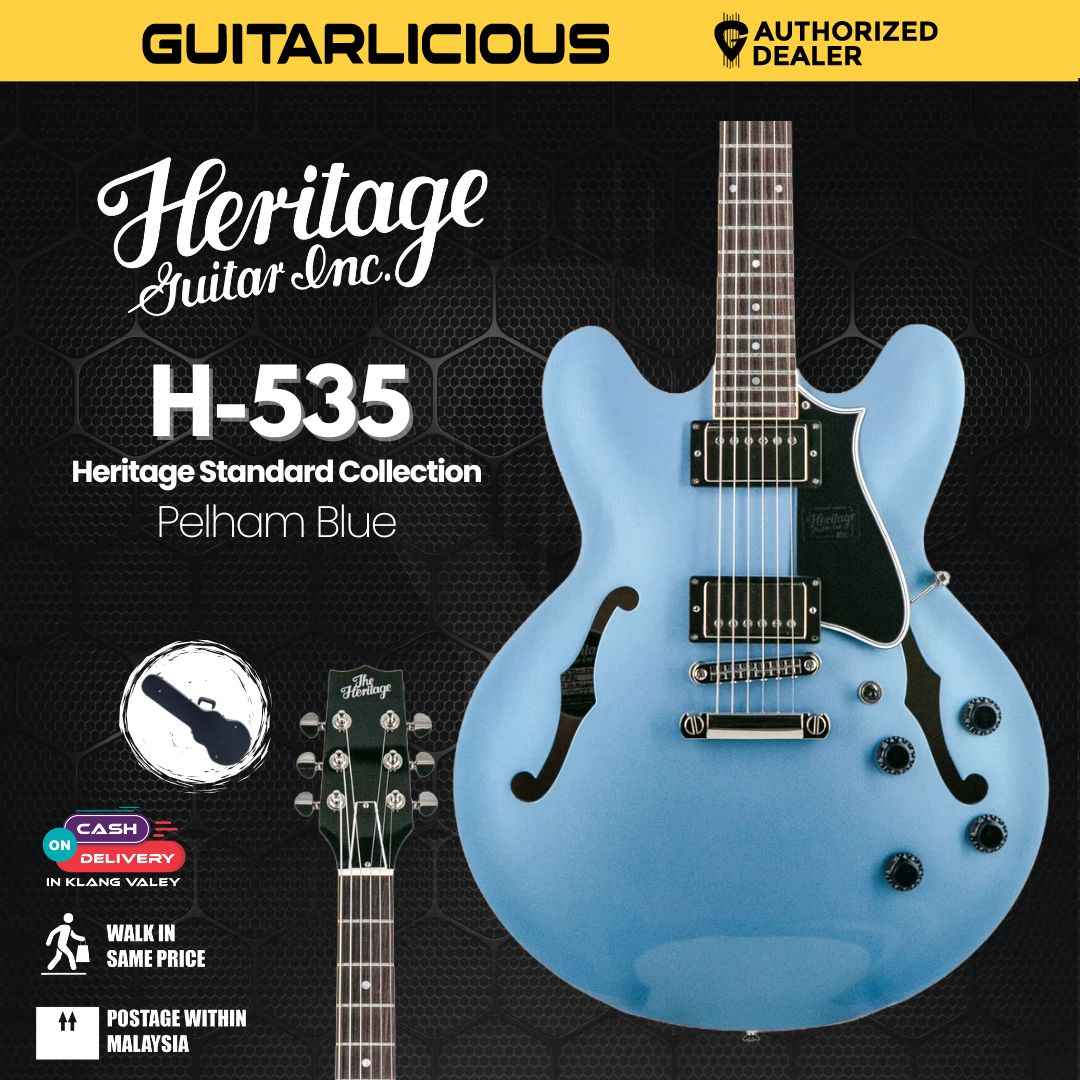 Heritage Standard Collection H-535 Electric Gutiar with Case, Pelham Blue
