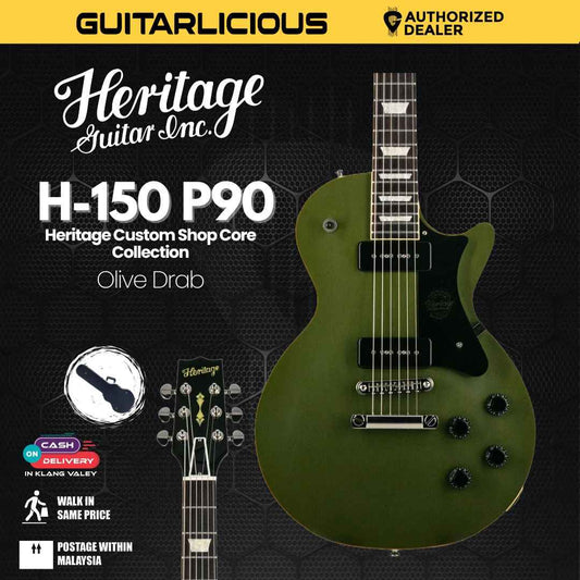 Heritage Custom Shop Core Collection H-150 P90 with Case, Olive Drab