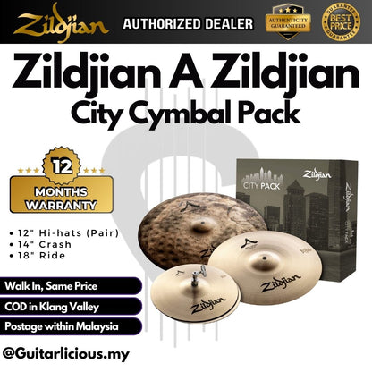 Zildjian A Zildjian Cymbal Set - City Pack - 12" Hi-hats (Pair), 14" Crash, and 18" Ride ( ACITYP248 )