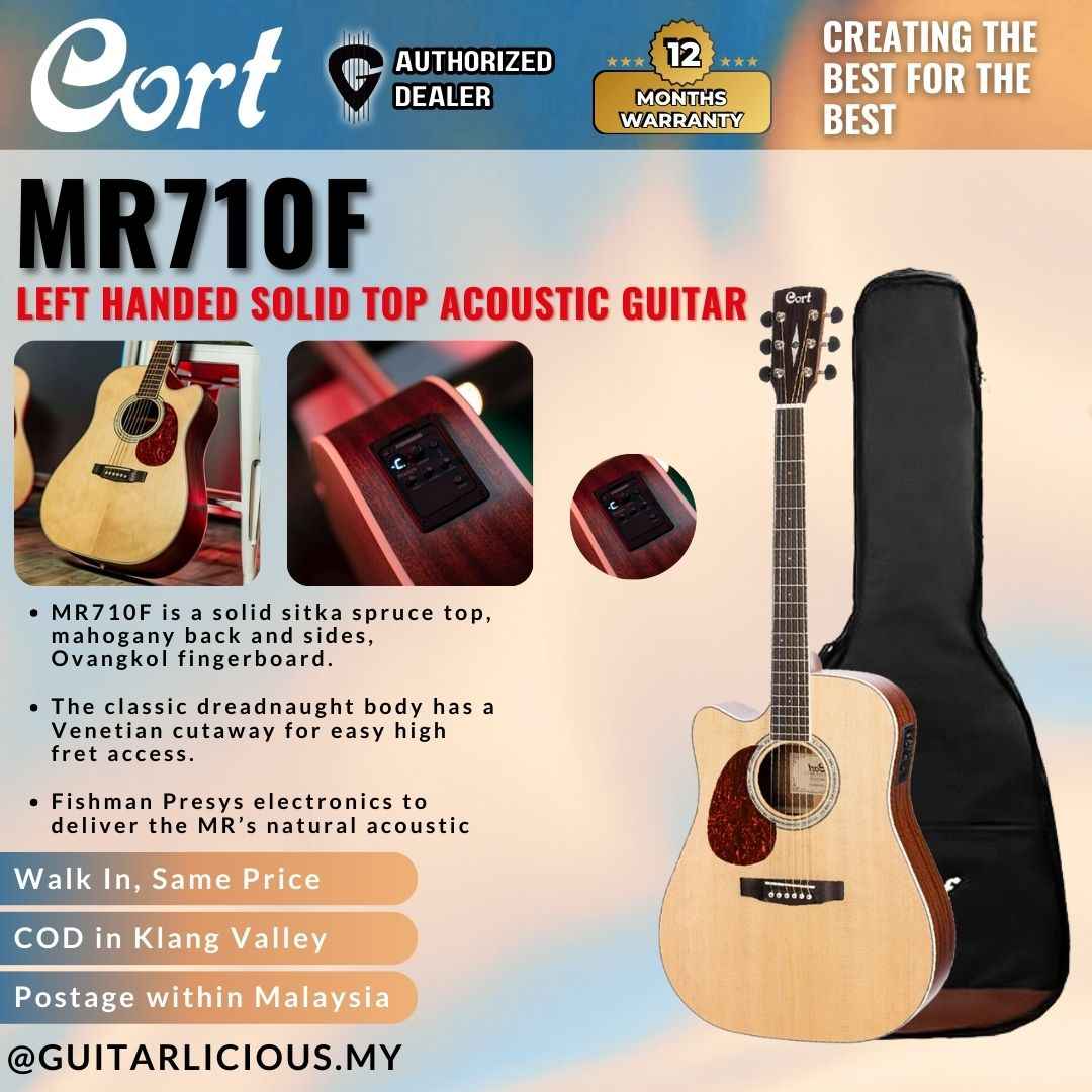 Cort MR710F Left Handed Solid Top Acoustic Guitar (MR-Series MR-710F)