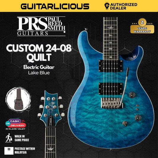 PRS SE Custom 24-08 Quilt Electric Guitar, Lake Blue