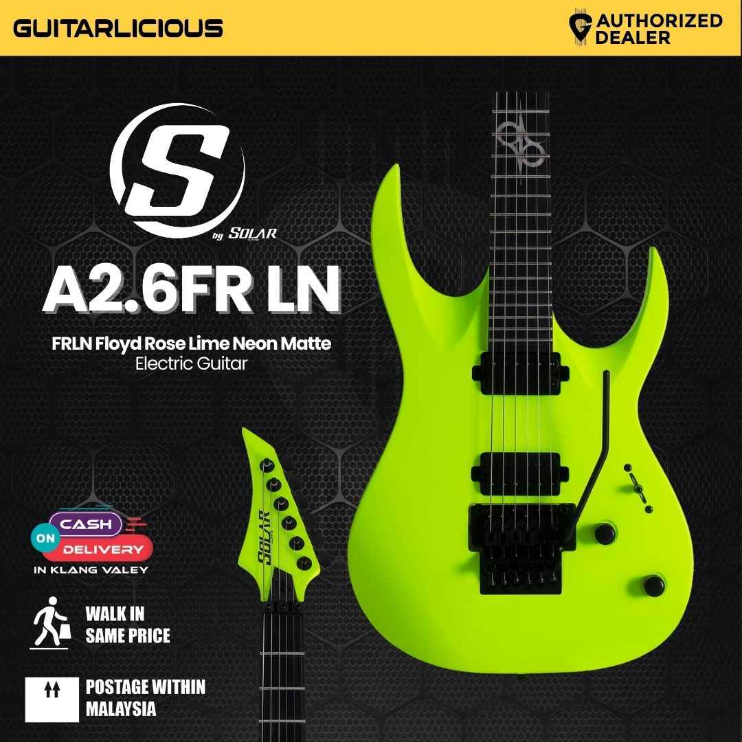 Solar A2.6 FRLN Floyd Rose Lime Neon Matte Electric Guitar
