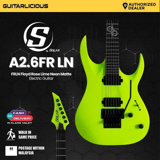 Solar A2.6 FRLN Floyd Rose Lime Neon Matte Electric Guitar