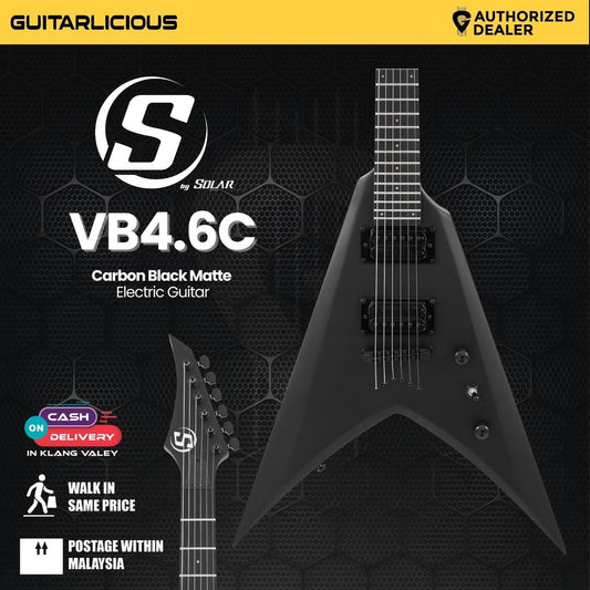 S by Solar VB4.6C – Carbon Black Matte Electric Guitar