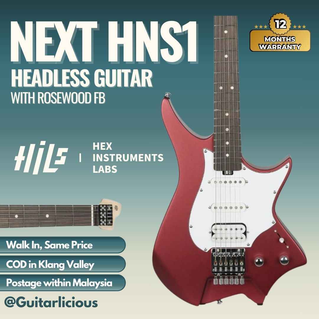 HILS HNS1R Headless Guitar With Rosewood FB -Satin Ruby Red