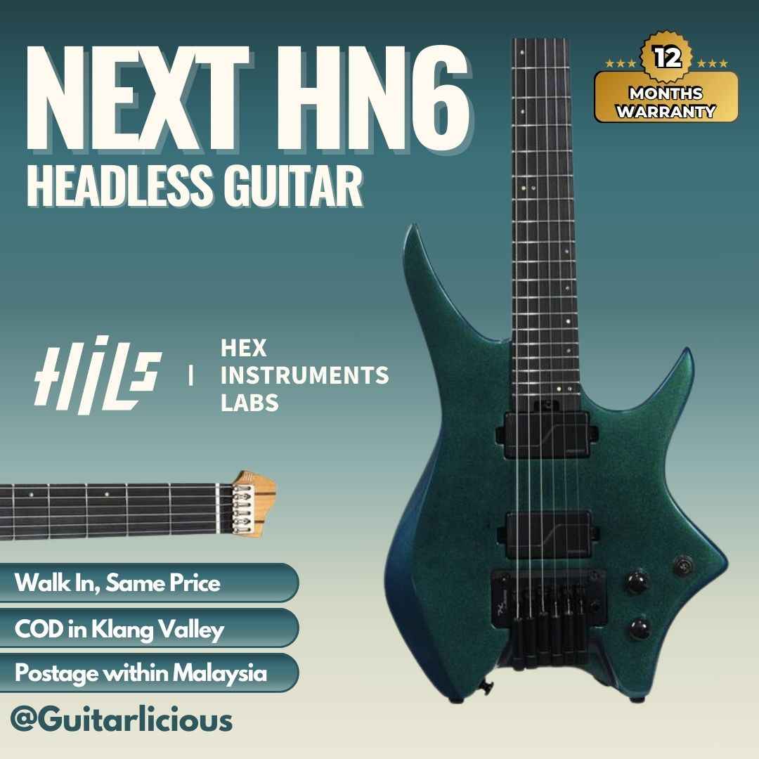 HILS NEXT Series Headless Guitar HN6 - Gloss Cosmic Green