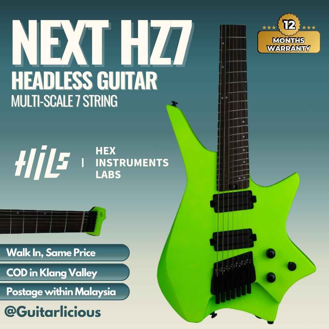 HILS HZ7 Headless Multi-Scale 7-String Electric Guitar - Neon Green