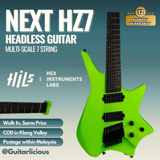 HILS HZ7 Headless Multi-Scale 7-String Electric Guitar - Neon Green