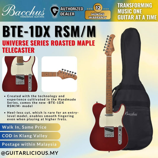 Bacchus BTE-1DX-RSM/M Universe Series Roasted Maple Telecaster Electric Guitar - Candy Apple Red