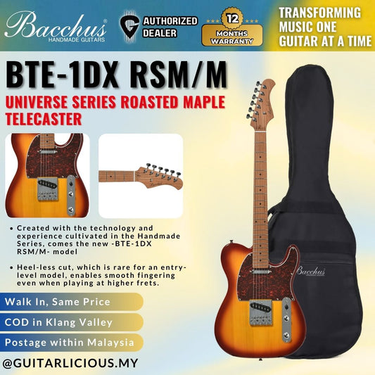 Bacchus BTE-1DX-RSM/M Universe Series Roasted Maple Telecaster Electric Guitar - Cherry Sunburst