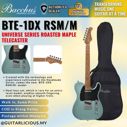 Bacchus BTE-1DX-RSM/M Universe Series Roasted Maple Telecaster Electric Guitar - Ice Blue Metallic