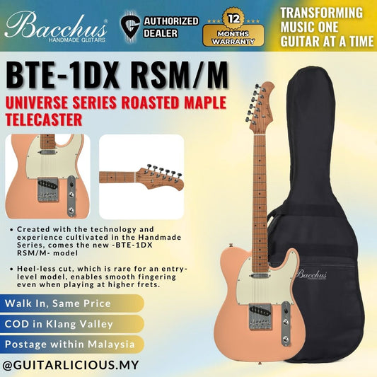 Bacchus BTE-1DX-RSM/M Universe Series Roasted Maple Telecaster Electric Guitar - Shell Pink