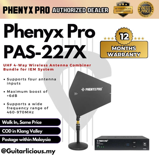 Phenyx Pro PAS-227X UHF Antenna Combiner Bundle Wireless 4-Way IEM for In-Ear Monitor System
