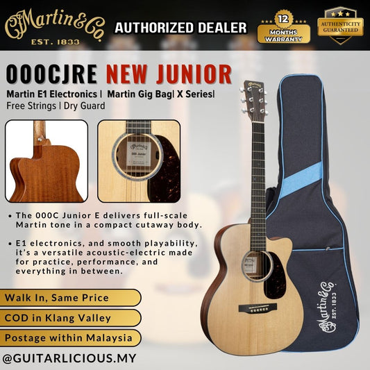 Martin 000CJRE NEW Junior Series  | Martin E1 Electronics |  Martin Gig Bag| X Series| Free Strings | Dry Guard