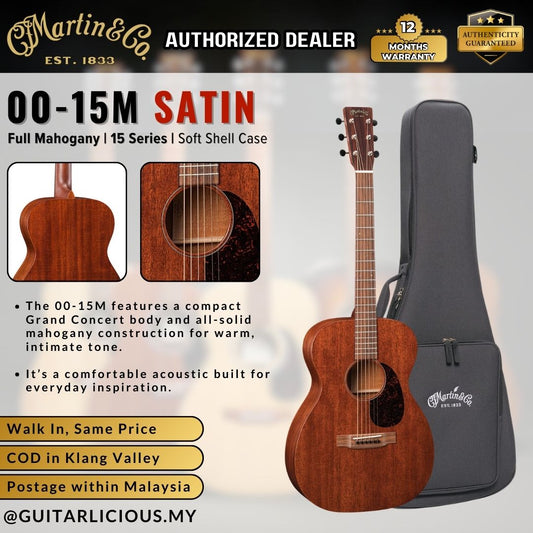 Martin 00-15M Satin | Full Mahogany | 15 Series | Soft Shell Case
