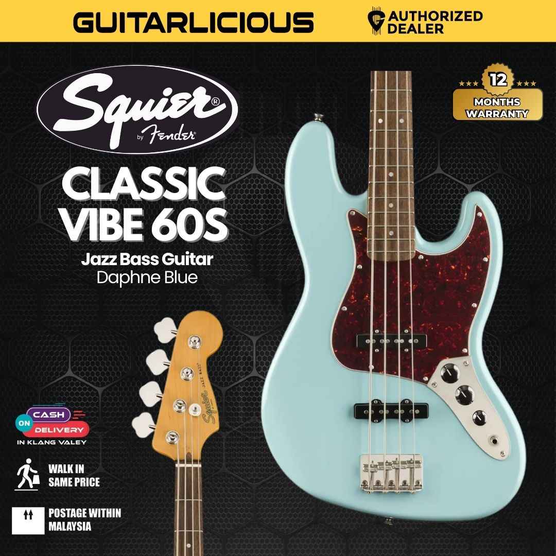 Squier Classic Vibe 60s Jazz Bass Guitar, Laurel FB - Daphne Blue