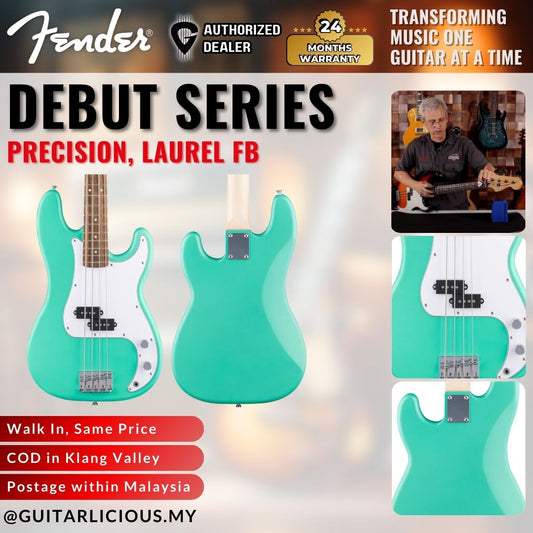 Squier Debut Series Precision Bass Guitar, Laurel FB - Sea Foam Green